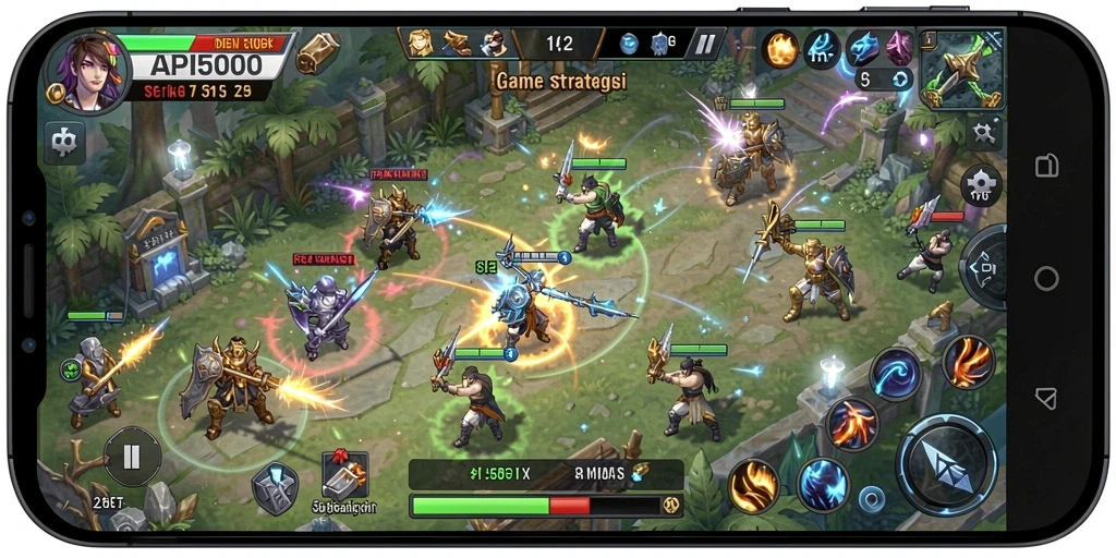 Tampilan menarik dari gameplay strategis API5000.