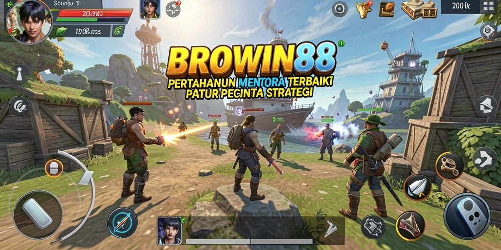 Gameplay seru di BROWIN88 saat pertempuran berlangsung di menara pertahanan.