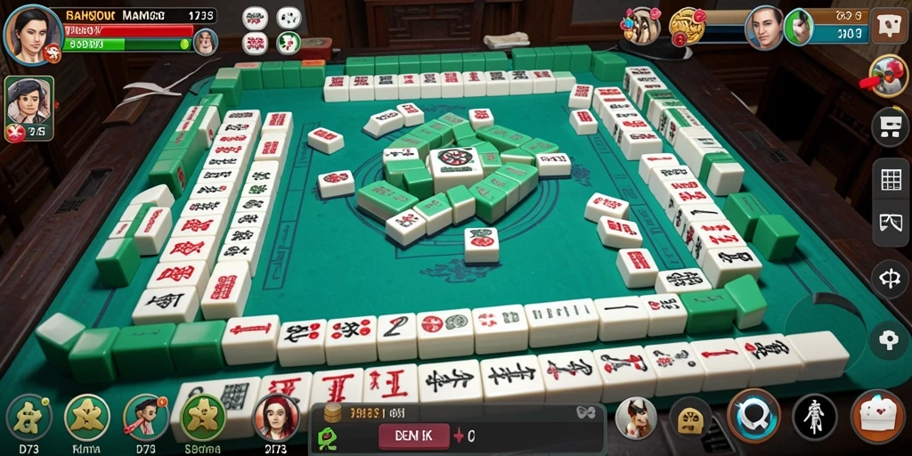 Tangkapan layar utama D73 menunjukkan gameplay Mahjong yang menarik.