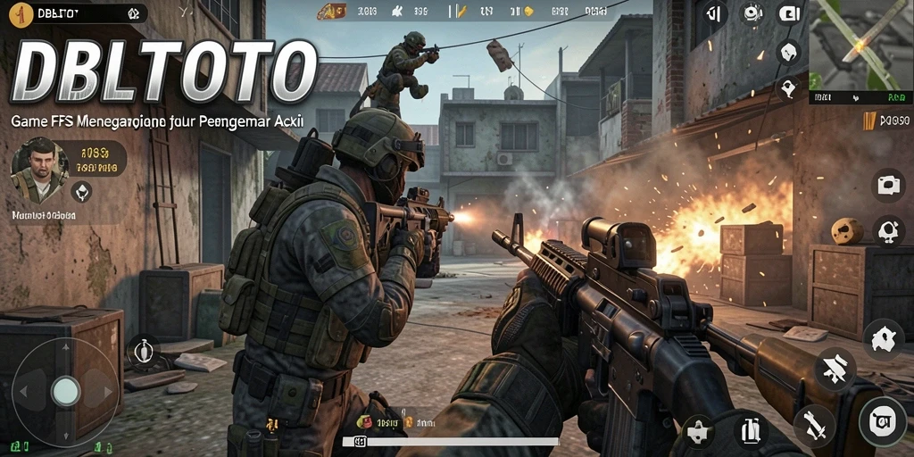 Screenshot gameplay DBLTOTO menampilkan aksi tembak-menembak yang intens.