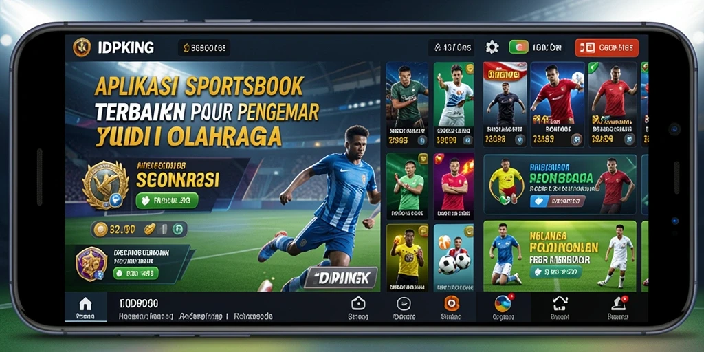 Tampilan antarmuka pengguna aplikasi Sportsbook IDPKING yang menarik.
