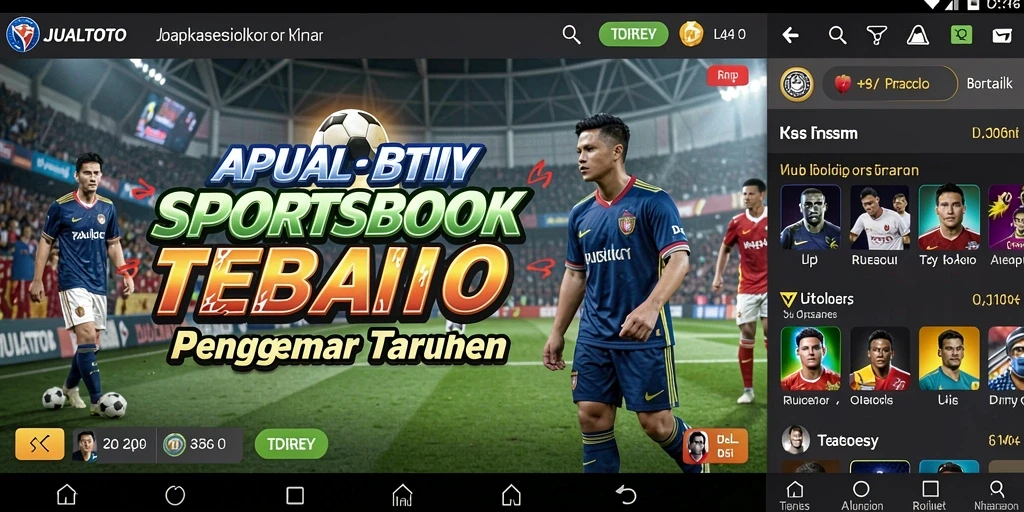 Tampilan utama aplikasi JUALTOTO dengan opsi taruhan olahraga.