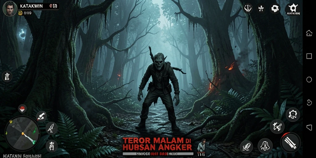 Gameplay KATAKWIN yang menegangkan di dalam hutan angker.