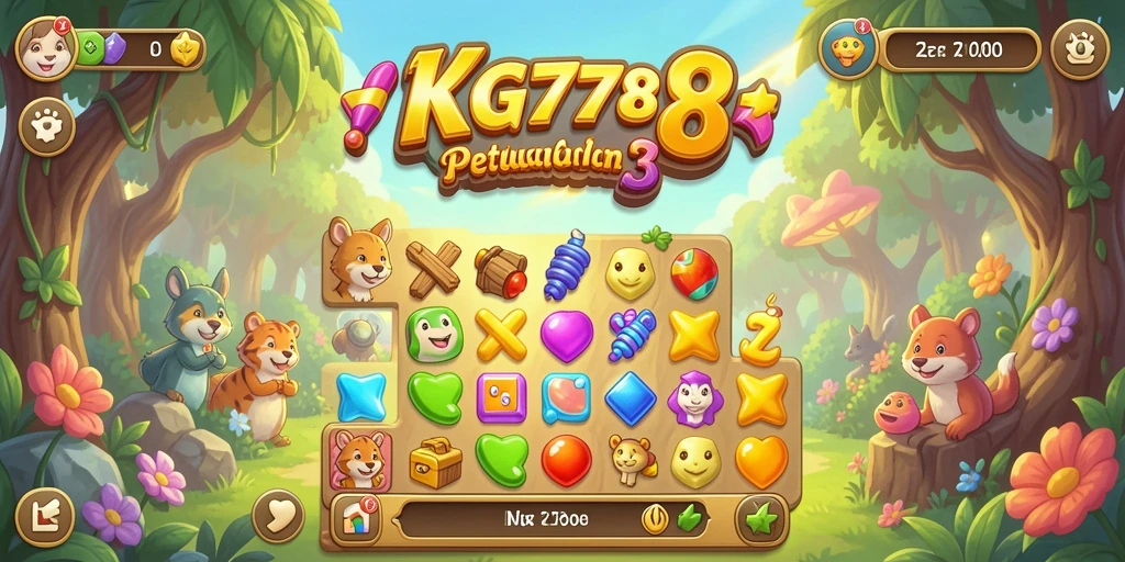 Screenshot menunjukkan gameplay seru KG778 dengan permata berwarna-warni.