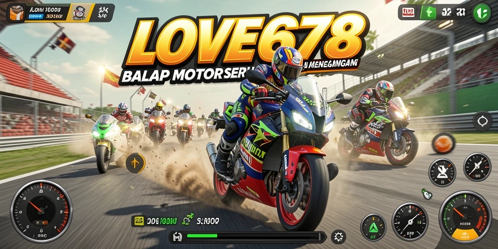 Screenshot menunjukkan aksi balapan motor yang mendebarkan.