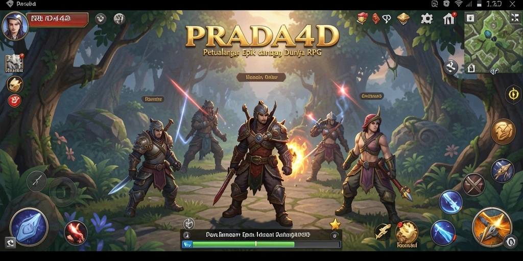 Tangkapan layar gameplay PRADA4D yang menampilkan pertempuran epik.