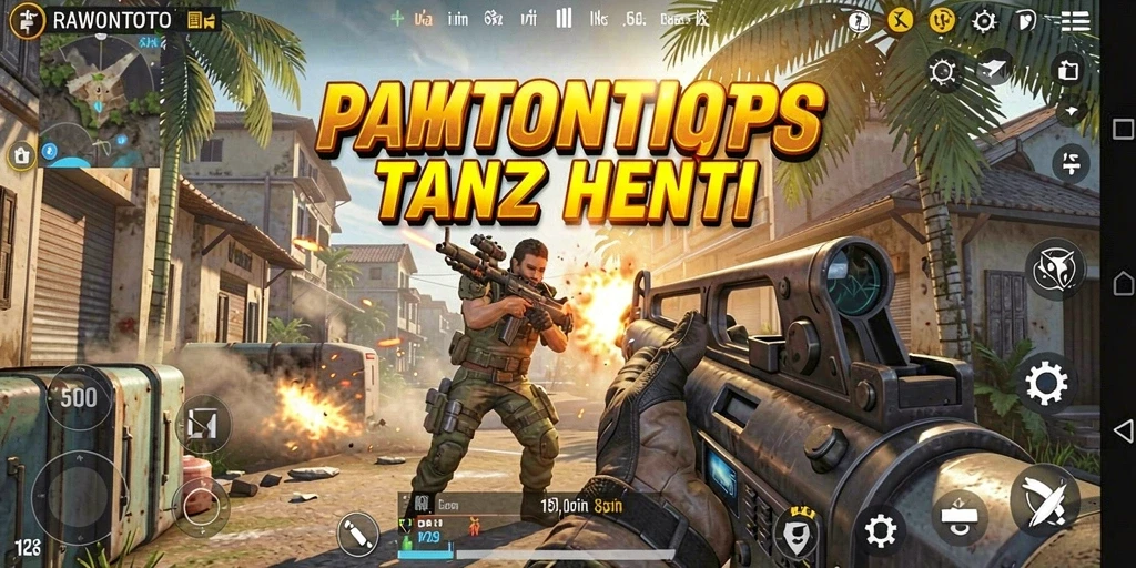 Screenshot gameplay RAWONTOTO yang menampilkan aksi tembak-menembak yang intens.