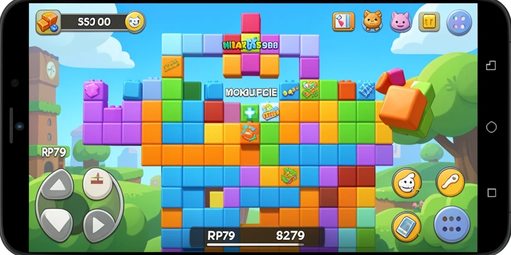 Tampilan gameplay RP79 yang seru dan penuh warna dalam permainan Match-3.