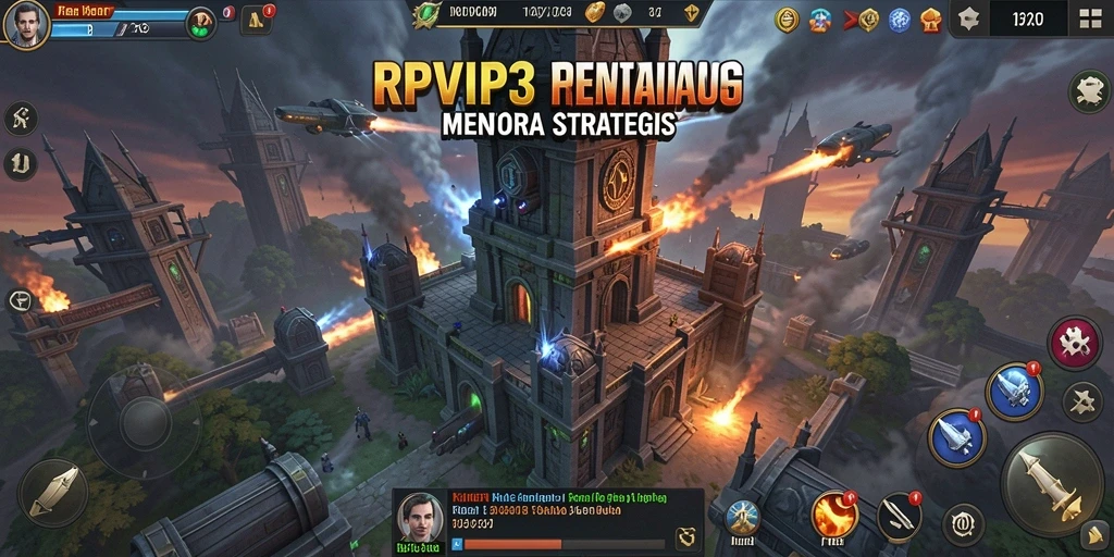 Tampilan gameplay RPVIP3 dengan menara dan gelombang musuh yang menantang.
