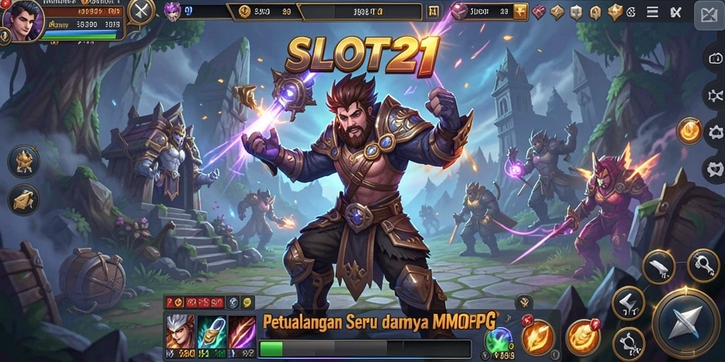 Screenshot SLOT21 menampilkan aksi seru dalam dunia MMORPG.