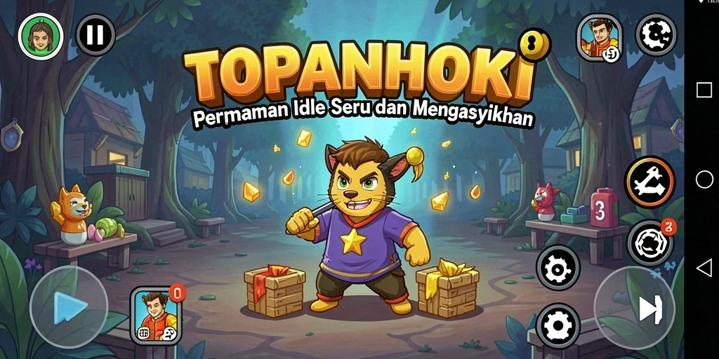 Screenshot gameplay TOPANHOKI menampilkan aksi seru dalam permainan Idle.