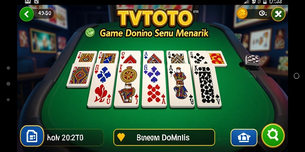 Tampilan gameplay seru dari TVTOTO dalam permainan domino.